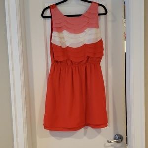 Coral Ruffle Mini Dress